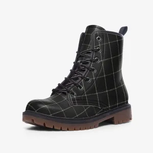 Vampire Art Dark Academia Victorian Windowpane Black Plaid Preppy Casual Leather Lightweight boots - US sizes